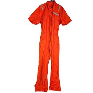 Vintage GSP‎ Orange Short Sleeve Coverall Workwear Jumpsuit Mechanic Uniform
